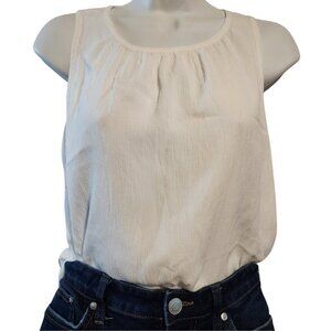 Preowned Loft Flowing Sheer Sleeveless Top – Size Medium, White
